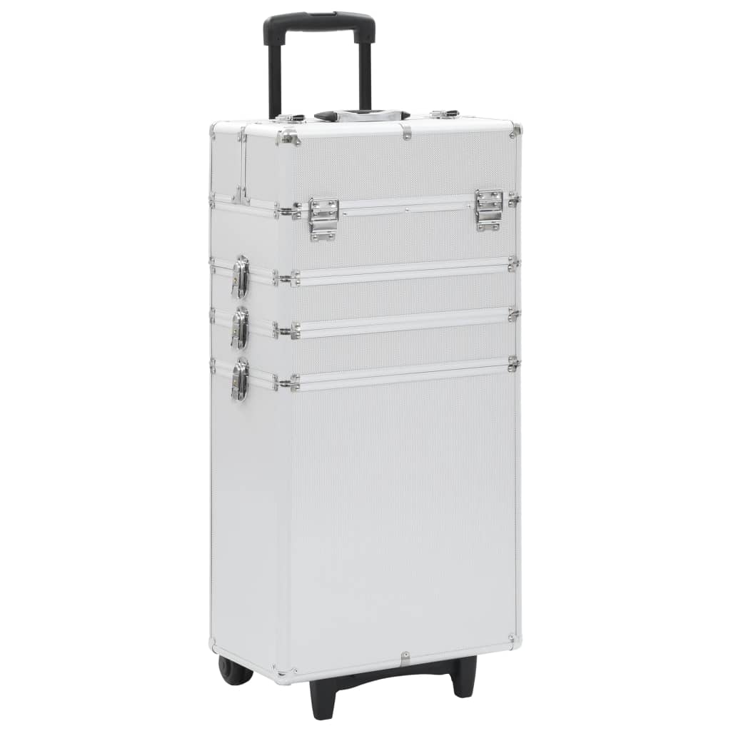 vidaXL Make-up Trolley Aluminum Cosmetic Beauty Case Suitcase Pink/Silver