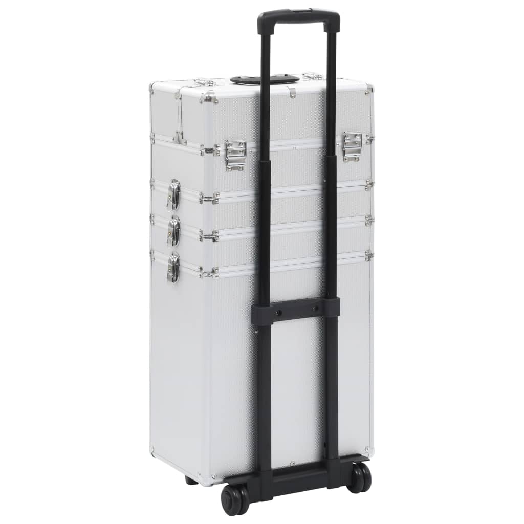 vidaXL Make-up Trolley Aluminum Cosmetic Beauty Case Suitcase Pink/Silver