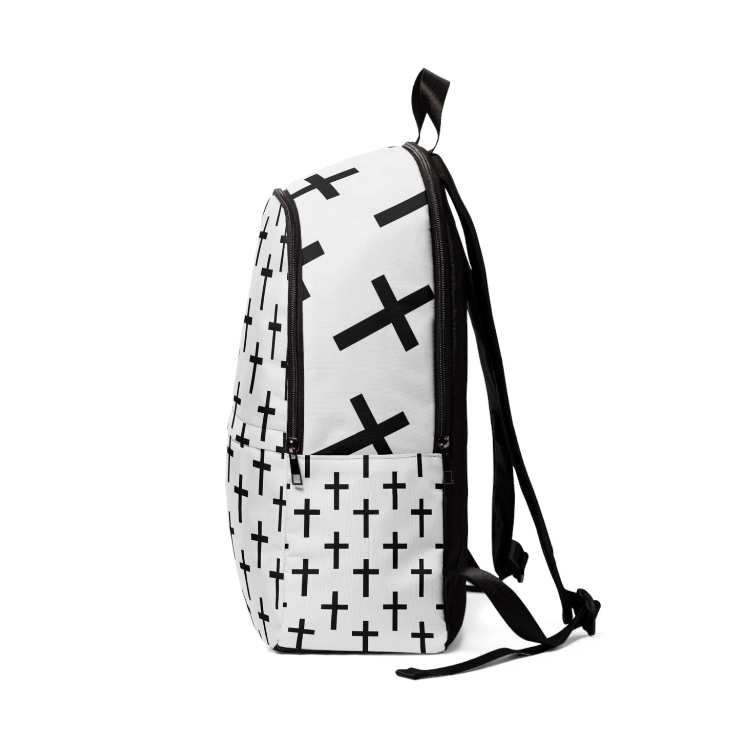 Fashion Backpack Waterproof White Black Cross Print