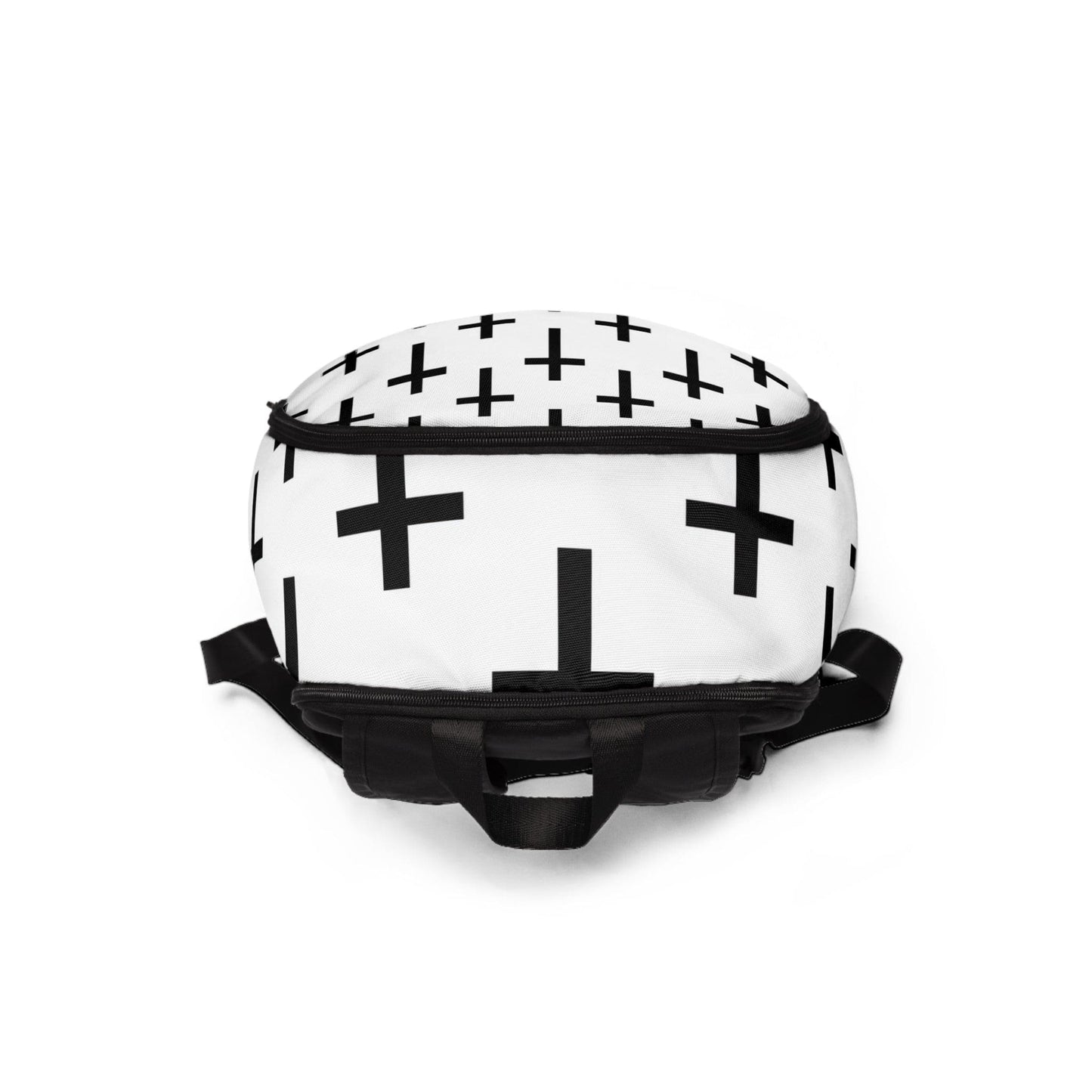 Fashion Backpack Waterproof White Black Cross Print