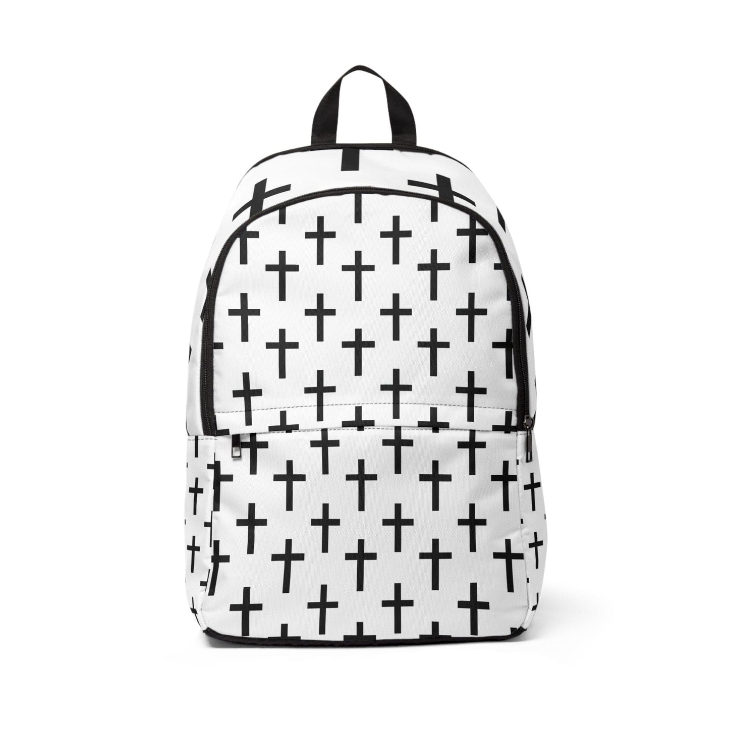 Fashion Backpack Waterproof White Black Cross Print