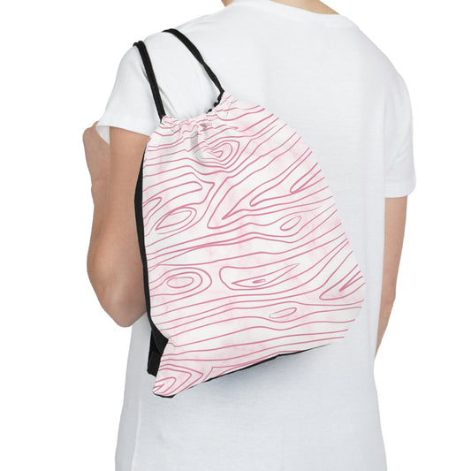 Drawstring Bag - Pink Line Art Sketch Print