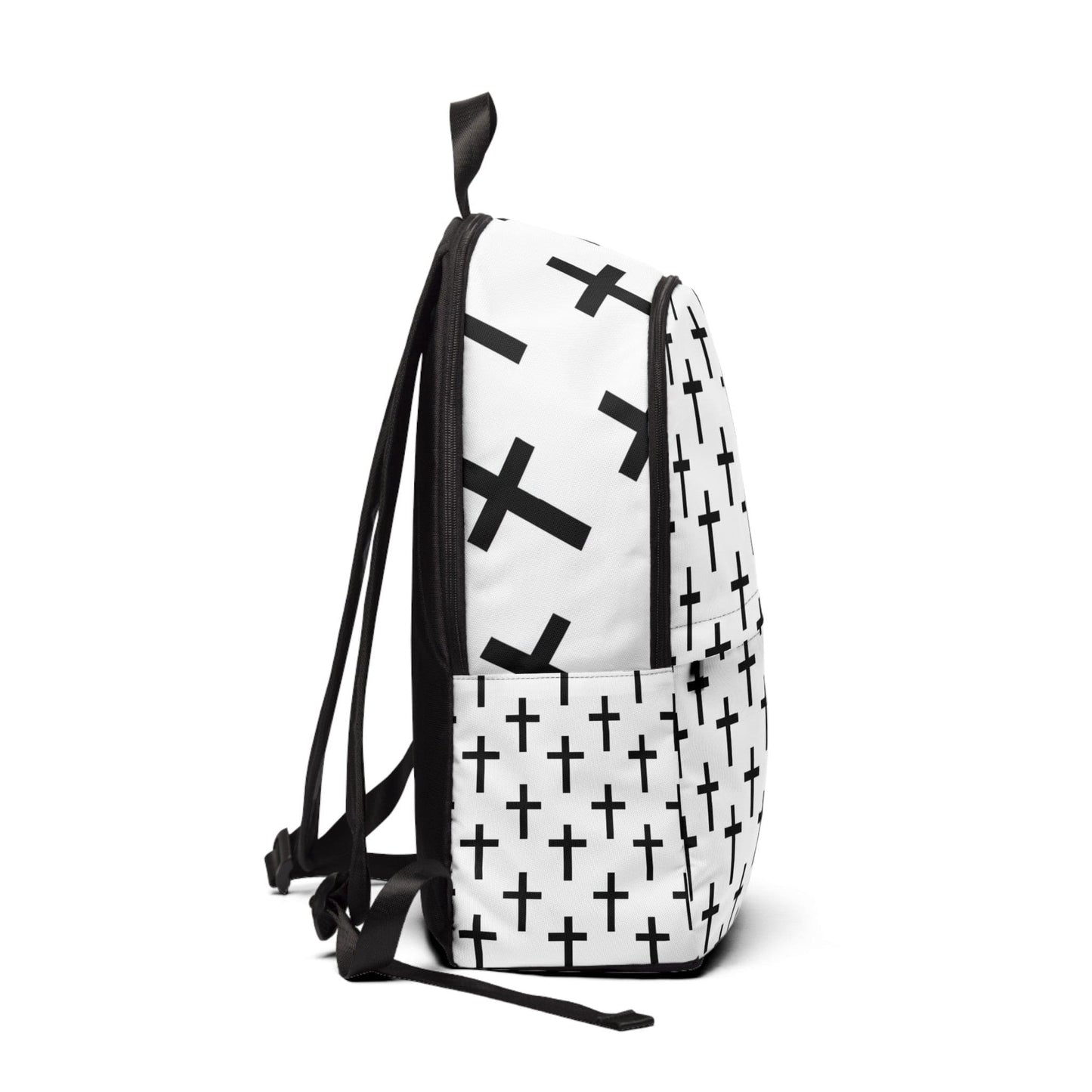 Fashion Backpack Waterproof White Black Cross Print