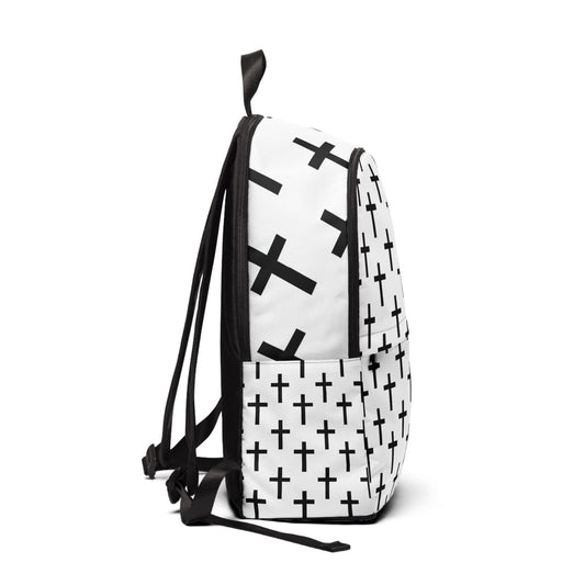Fashion Backpack Waterproof White Black Cross Print