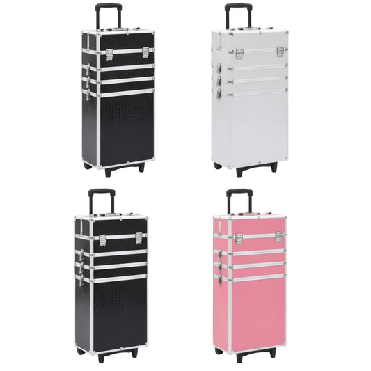 vidaXL Make-up Trolley Aluminum Cosmetic Beauty Case Suitcase Pink/Silver