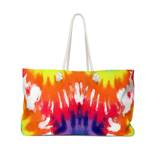 Weekender Tote Bag for Work/school/travel - Psychedelic Rainbow Tie Dye